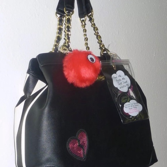 BETSEY JOHNSON Pom Patches Bag Charm Shoulder Bag - Picture 4 of 10